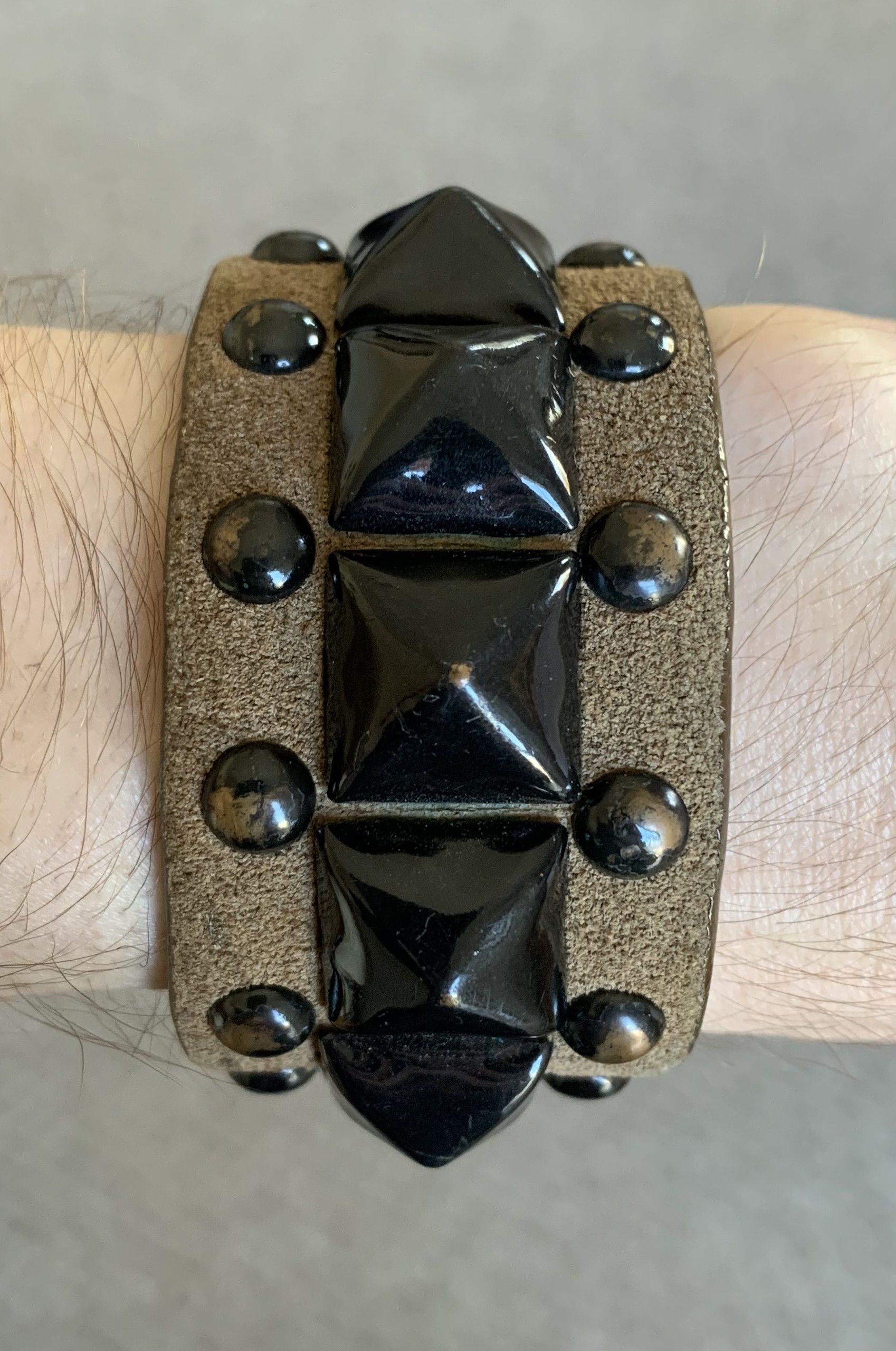 image of Number N Ine Fw04 Number (N)Ine Studded Leather Bracelet in Brown, Men's