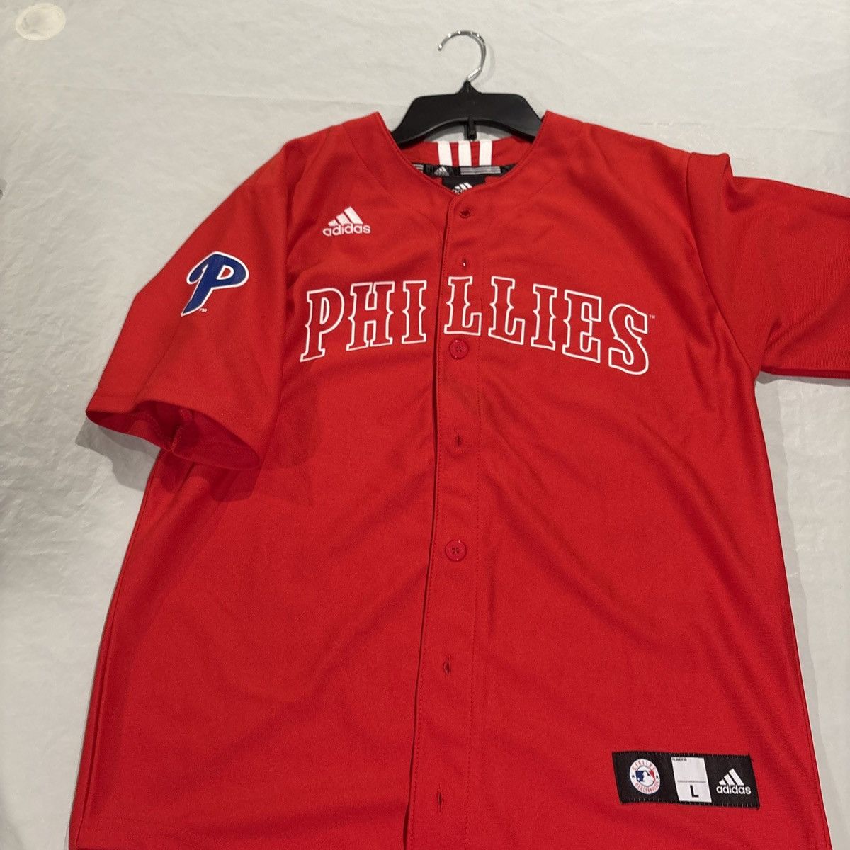 Adidas Adidas Philly Phillies Red Baseball Jersey Youth Large 14-16 Size US L / EU 52-54 / 3 - 6 Thumbnail