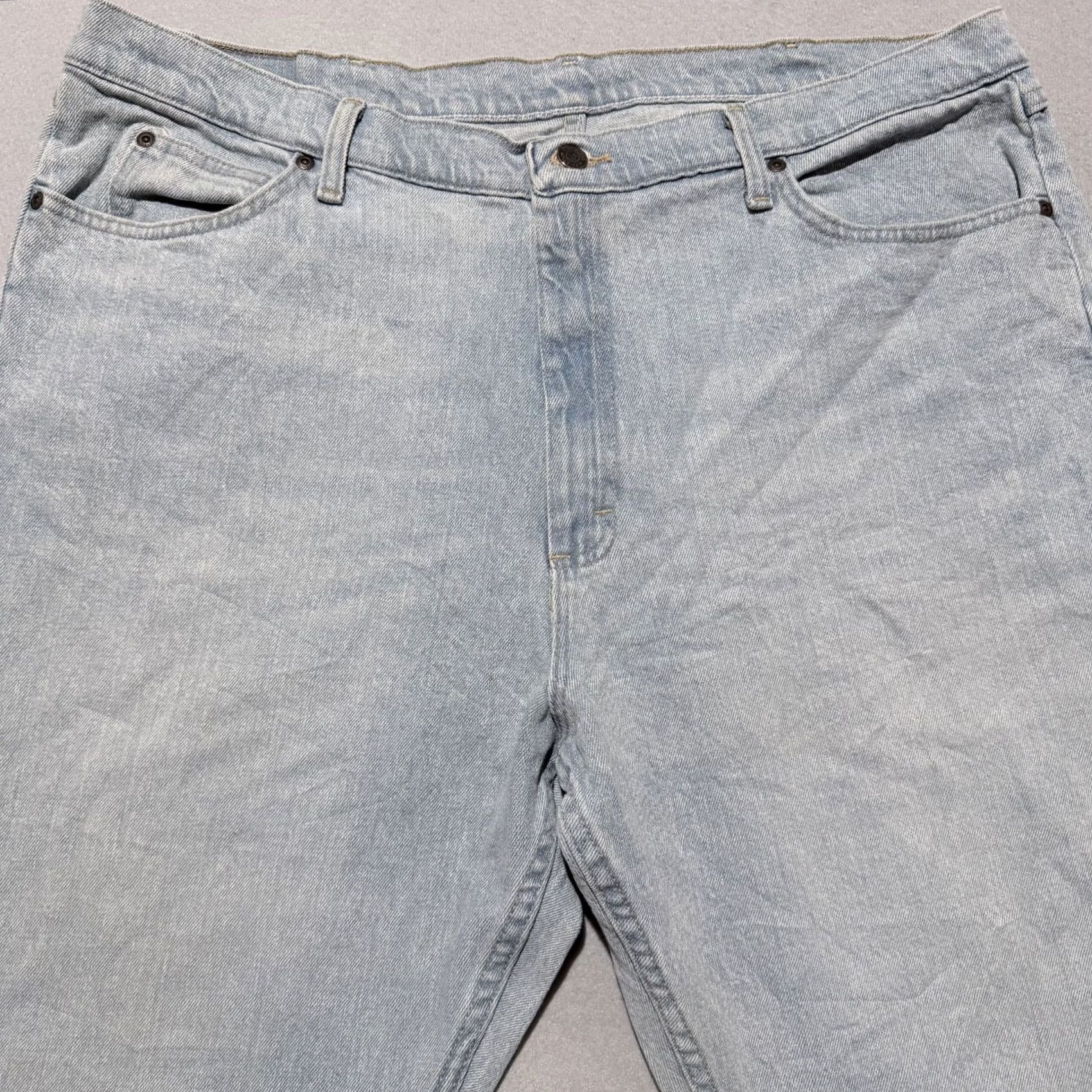 Wrangler Wrangler Jeans Mens Light Wash Denim Stretch Pocket Relaxed Fit Straight - 40x32 Blue Mens Size US 40 / EU 56 - 3 Thumbnail