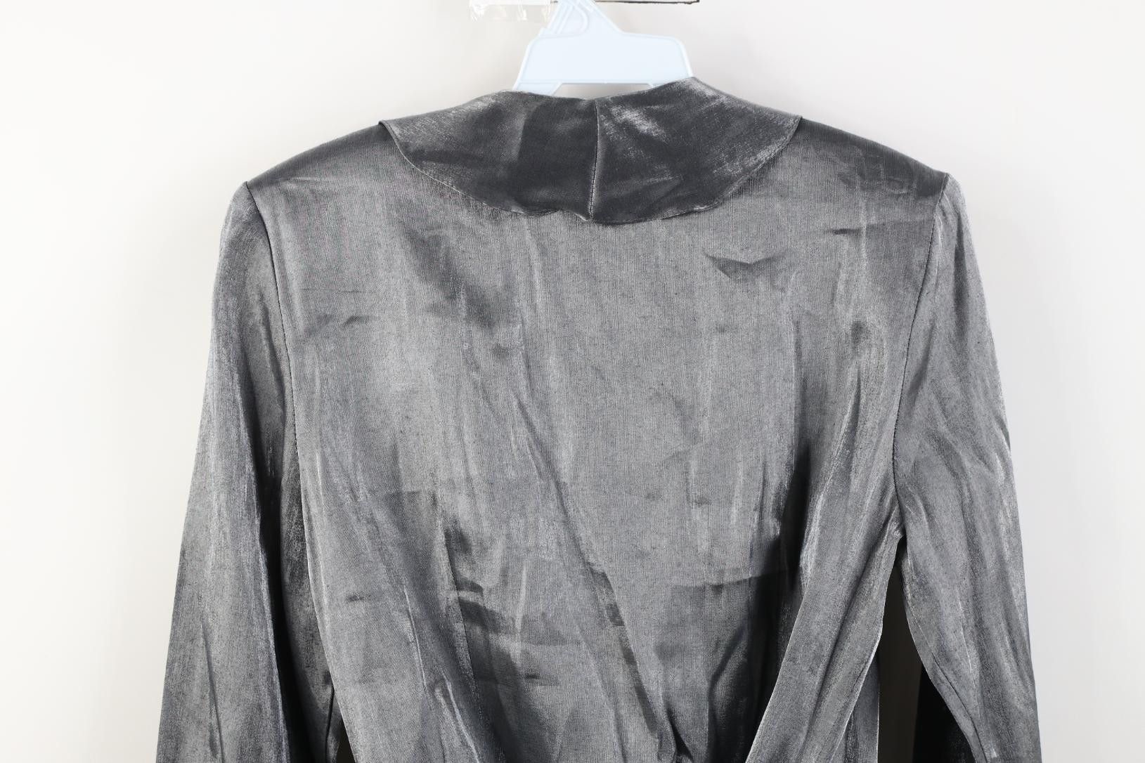 Vintage Vintage 90s Babydoll Ruffled Tie Wrap Jacket Top Silver USA Size M / US 6-8 / IT 42-44 - 15 Thumbnail