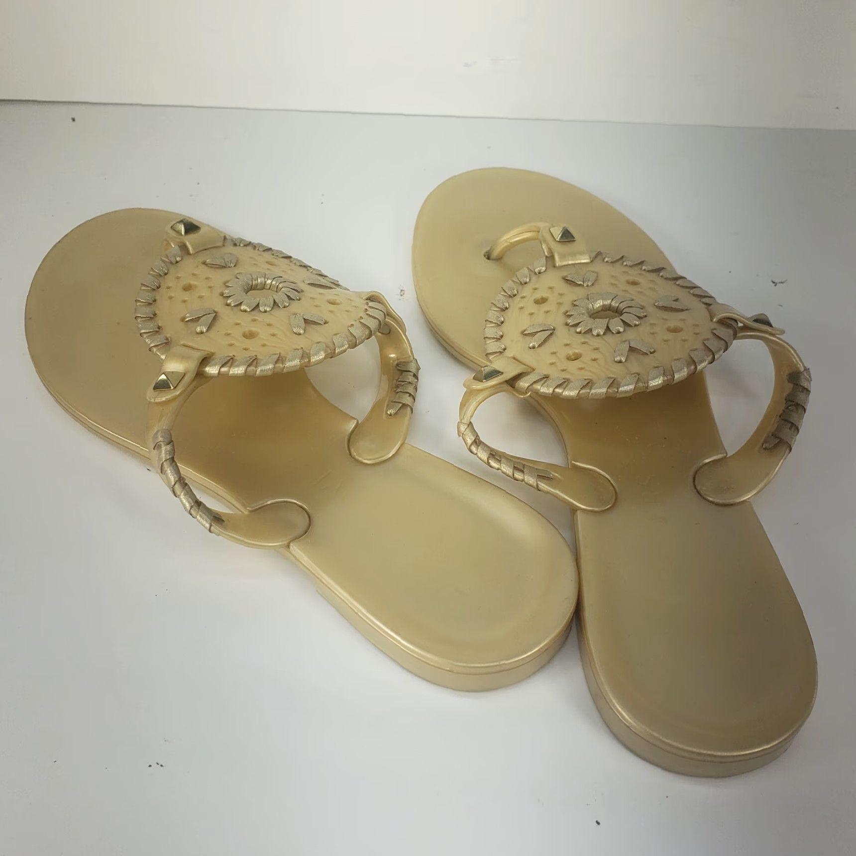 Jack Rogers JACK ROGERS Georgica Womens Sandal Slip-On Gold Jelly Whip Stitch Medallion Studded Flat Heel 7 US Womens Size US 7 / IT 37 - 5 Thumbnail
