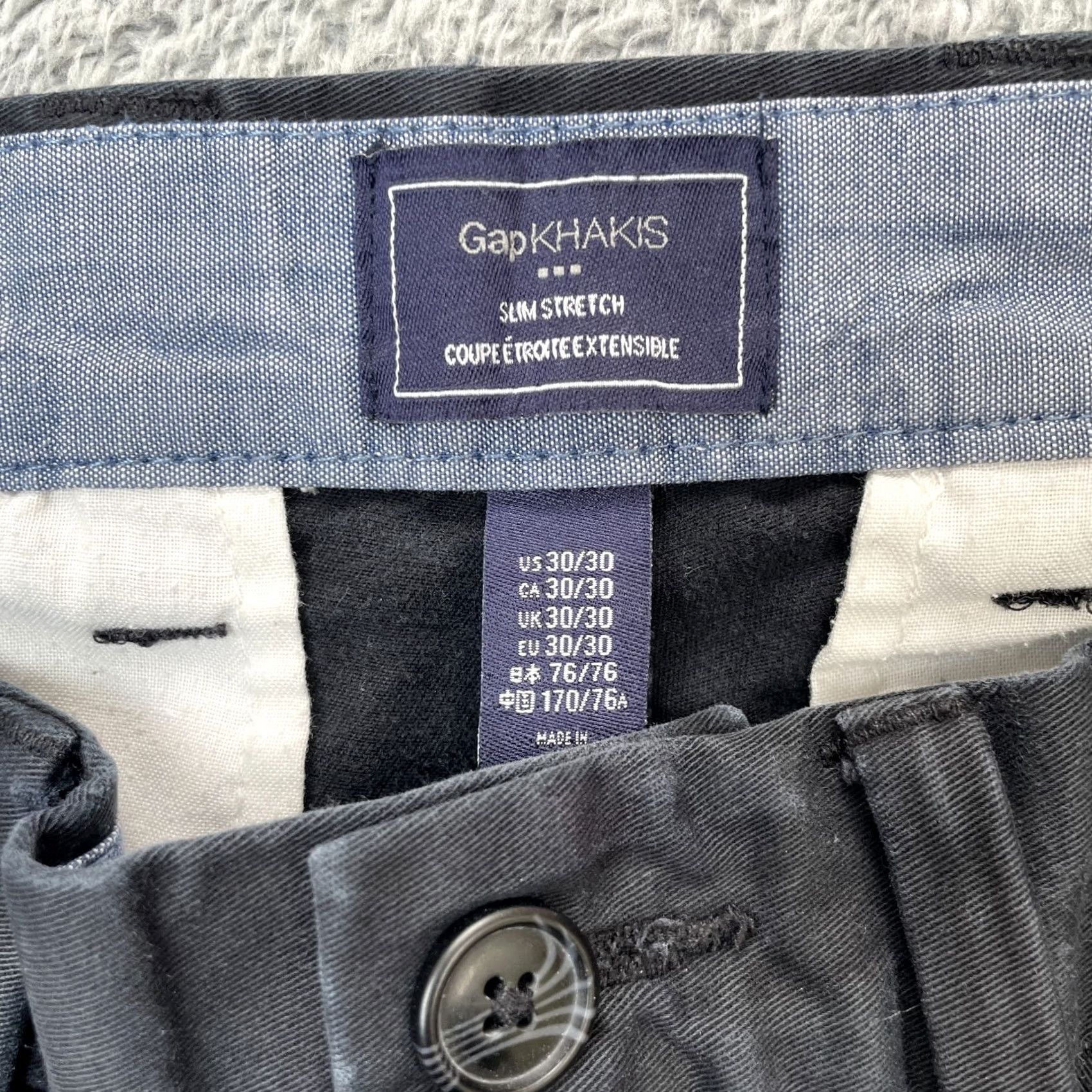Gap Gap Khakis Pants Mens 30x30 Black Slim Fit Stretch Cotton Straight Leg Casual Size US 30 / EU 46 - 3 Thumbnail