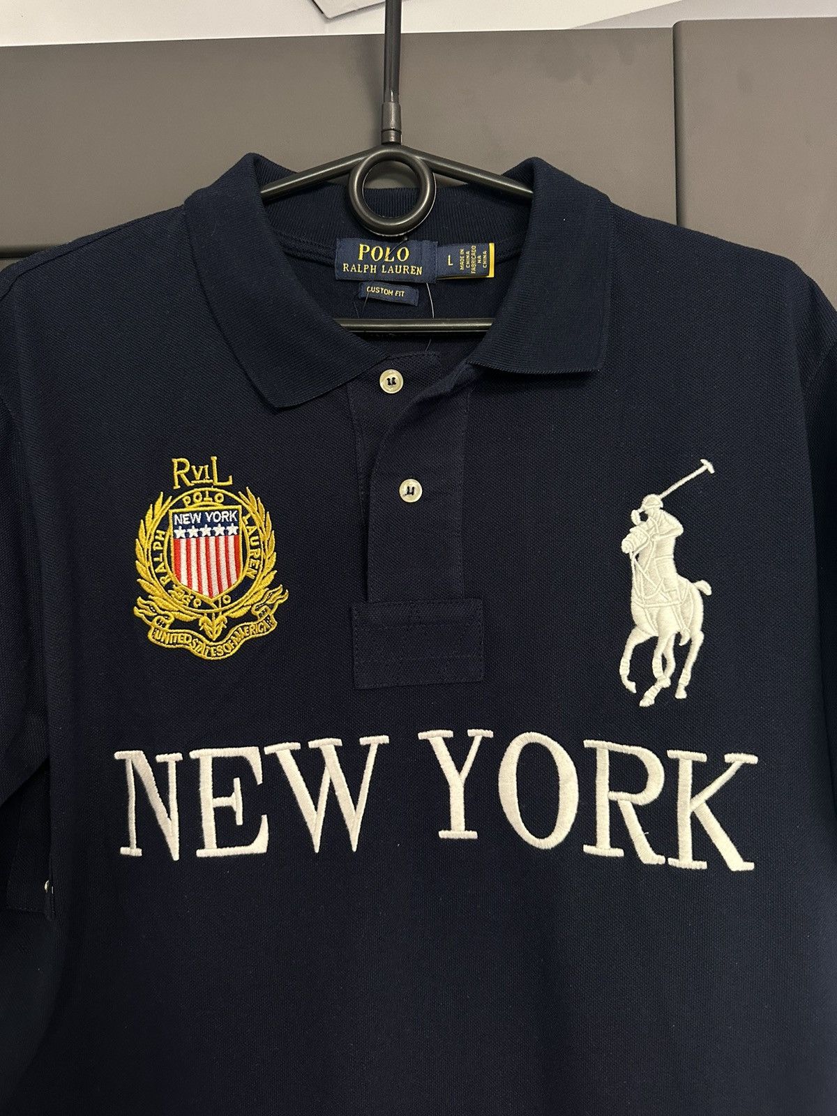 Vintage Vintage polo Ralph Lauren big logo New York size M/L Size US L / EU 52-54 / 3 - 3 Thumbnail