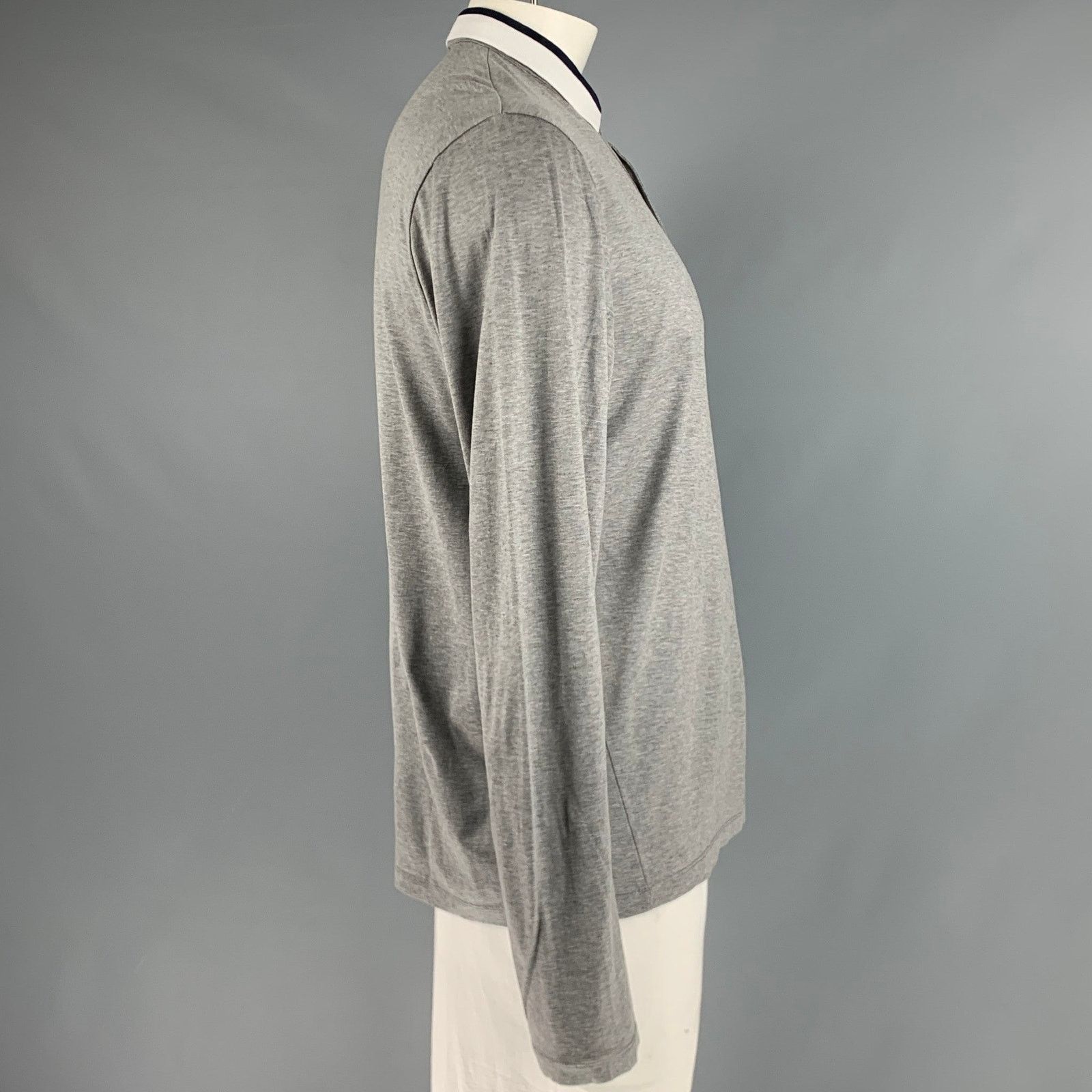 Etro ETRO Size XXL Grey Navy White Cotton Polo Pullover Size US XXL / EU 58 / 5 - 3 Thumbnail