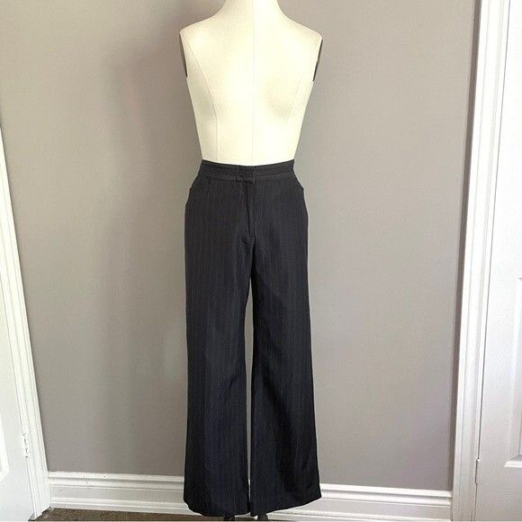 Gerard Darel Gerard Darel Navy Pinstripe Wool Straight Leg Trousers - M Size 28" / US 6 / IT 42 - 3 Thumbnail