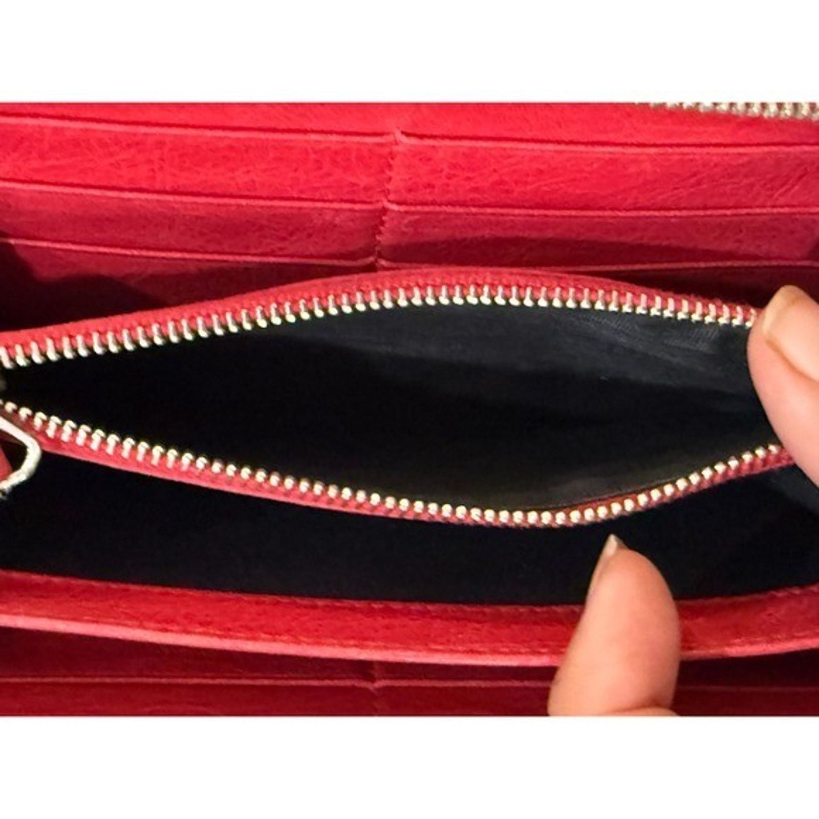 Balenciaga Balenciaga Wallet Women's Red Leather Zip Around City Moto Size ONE SIZE - 4 Thumbnail