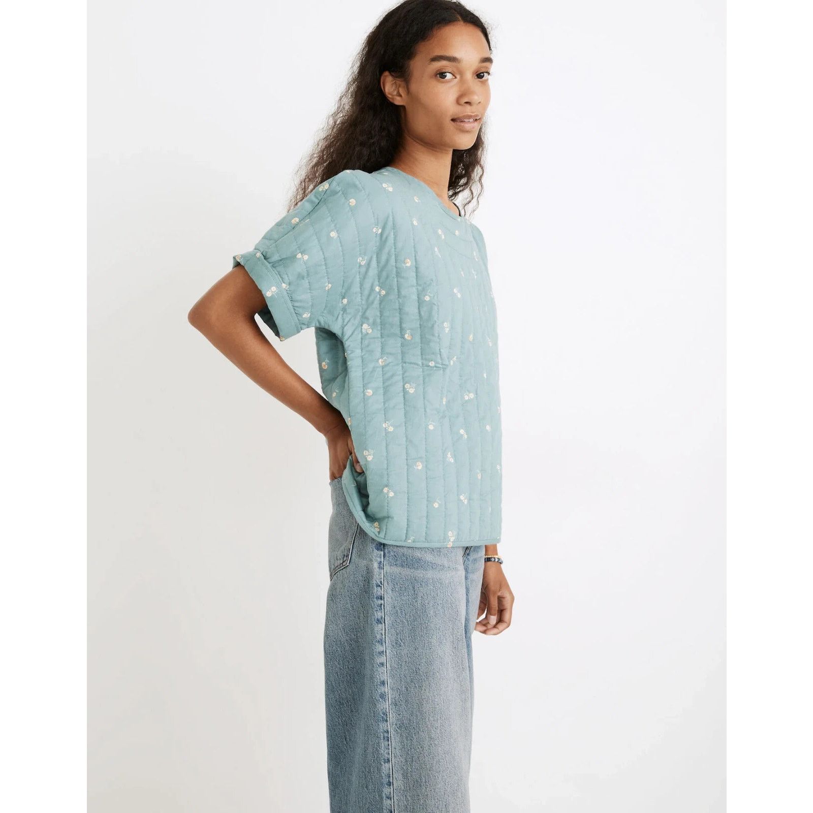 Madewell Madewell Quilted Button Shoulder Top breeze S A000564 Size S / US 4 / IT 40 - 3 Thumbnail