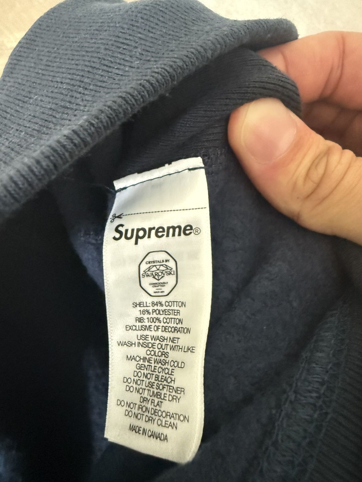 Supreme × Swarovski Supreme x Swarovski Motion Logo NAVY Hoodie FW25 L in Hand Size US L / EU 52-54 / 3 - 7 Thumbnail