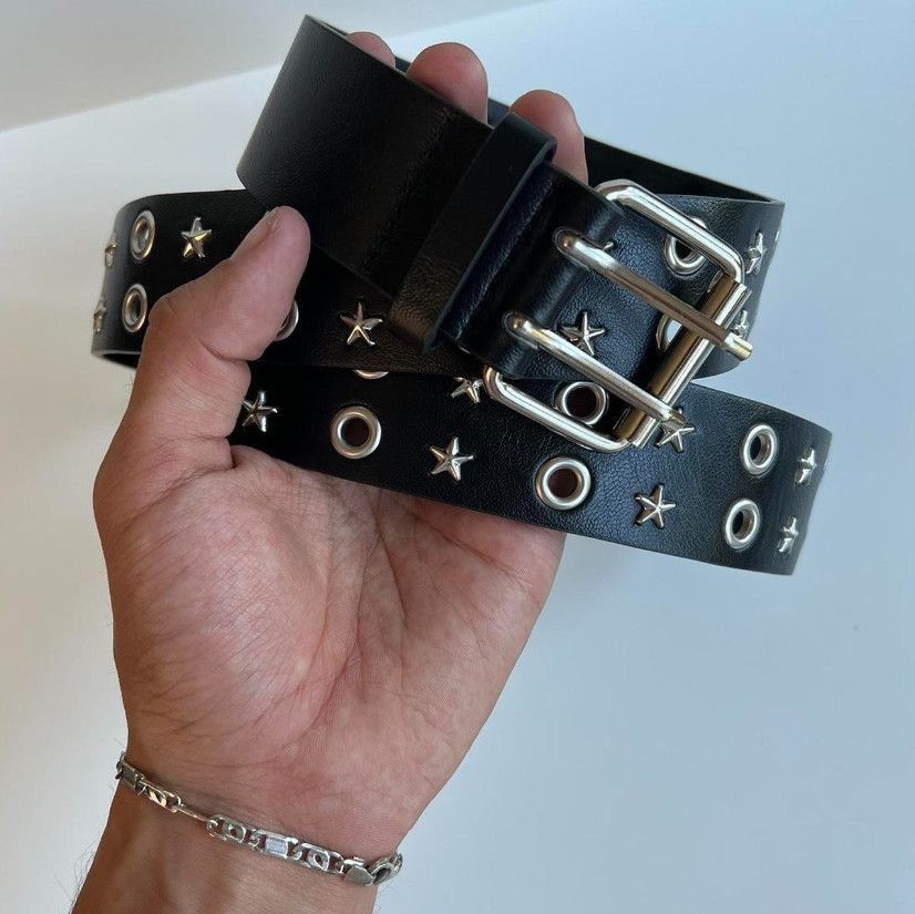 Designer Y2K 2000s vintage star-studded goth emo black silver belt Size ONE SIZE - 5 Thumbnail