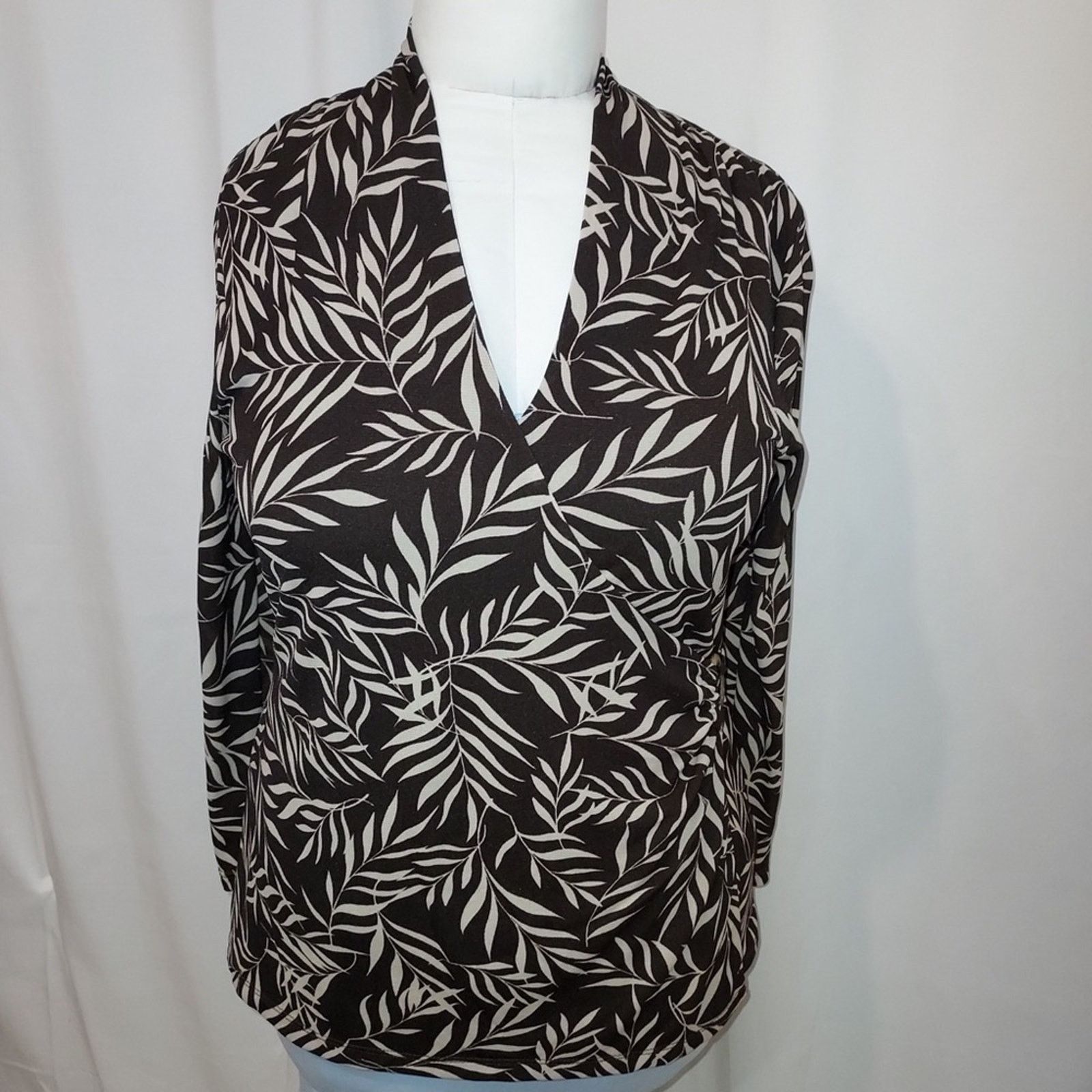 Other Charter Club Nylon Black White Tropical Blouse Shirt Top Size M / US 6-8 / IT 42-44 - 2 Thumbnail
