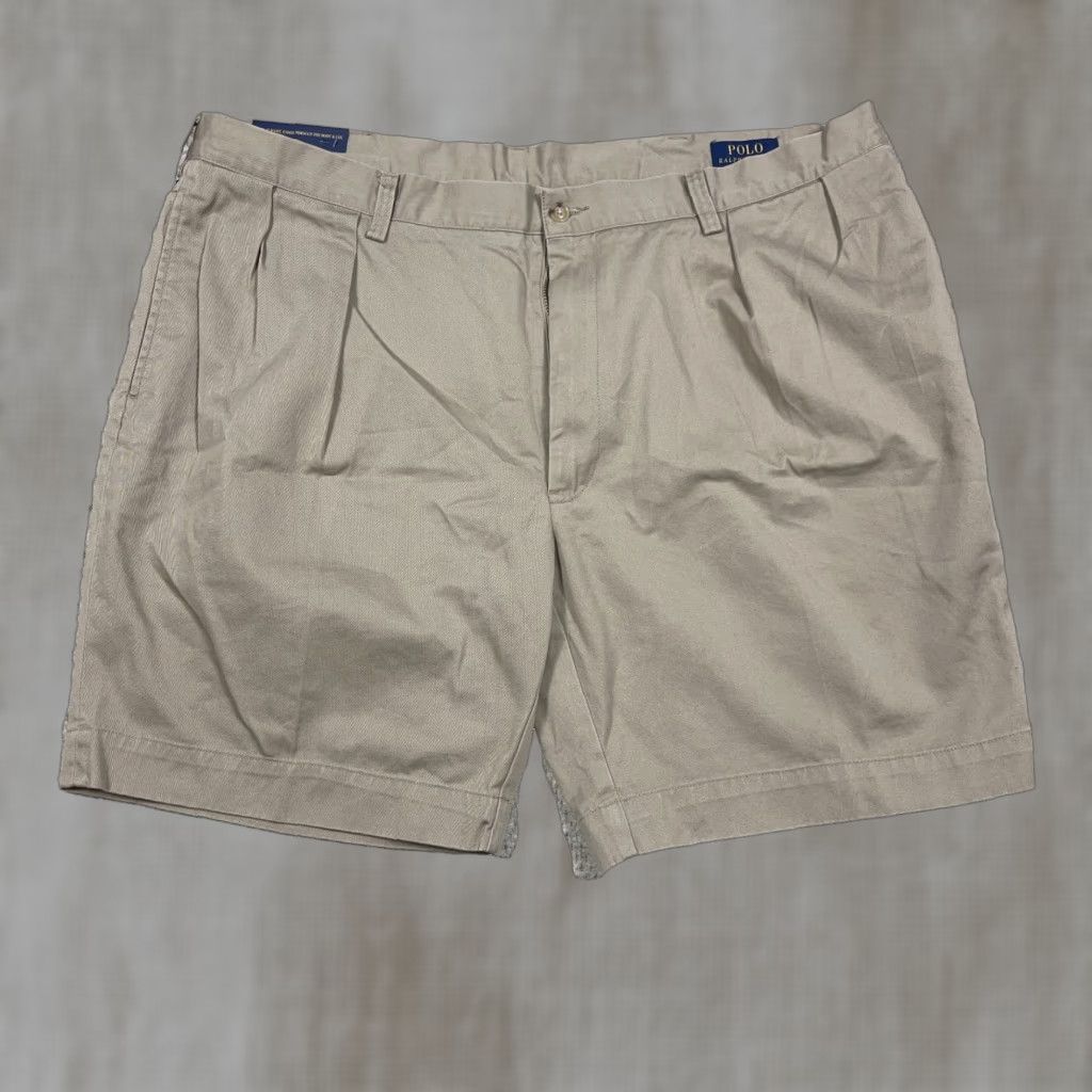 Polo Ralph Lauren Polo Ralph Lauren Chino Shorts Men 42 Tan Khaki Twill Classic Fit Pleated Front Short / Casual Mens Beig e Chino Shorts Size US XL / EU 56 / 4 - 1 Thumbnail