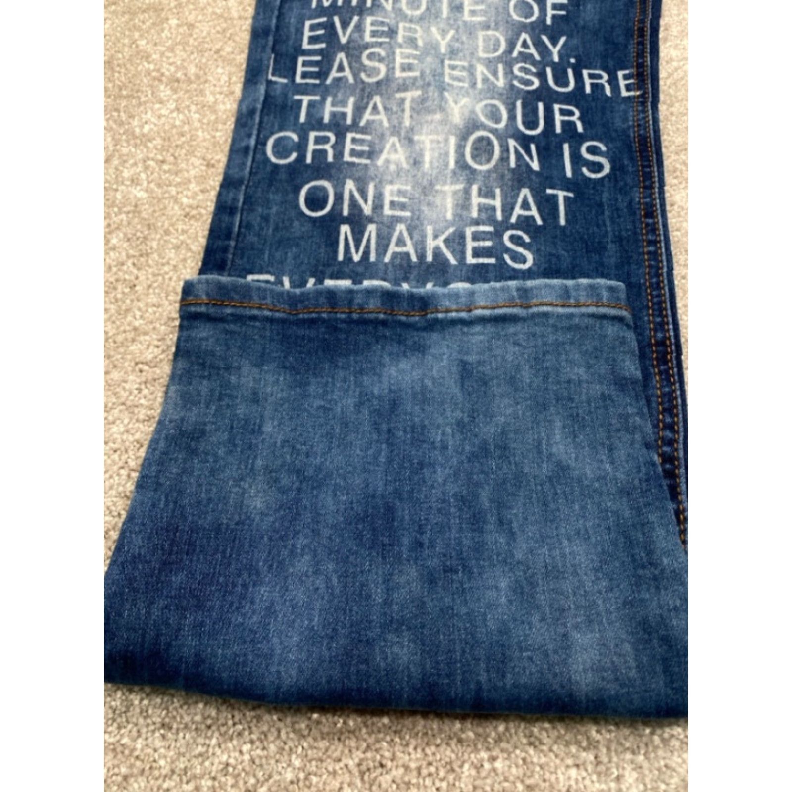 Denime NWT Create 2MRW Mens Denim Jeans 40x34 Distressed Straight Leg 5-Pocket Regular Blue Size US 40 / EU 56 - 4 Thumbnail