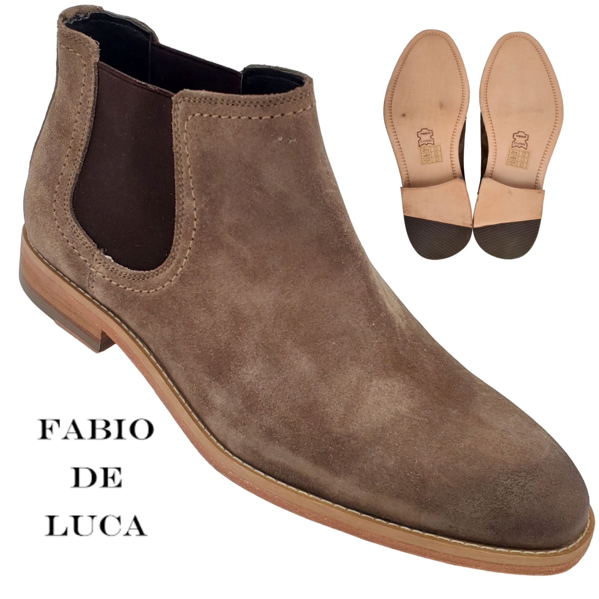 Other NEW Fabio De Luca Men 9 Tan Brown Leather Suede Chukka Boots Size US 9 / EU 42 - 1 Thumbnail