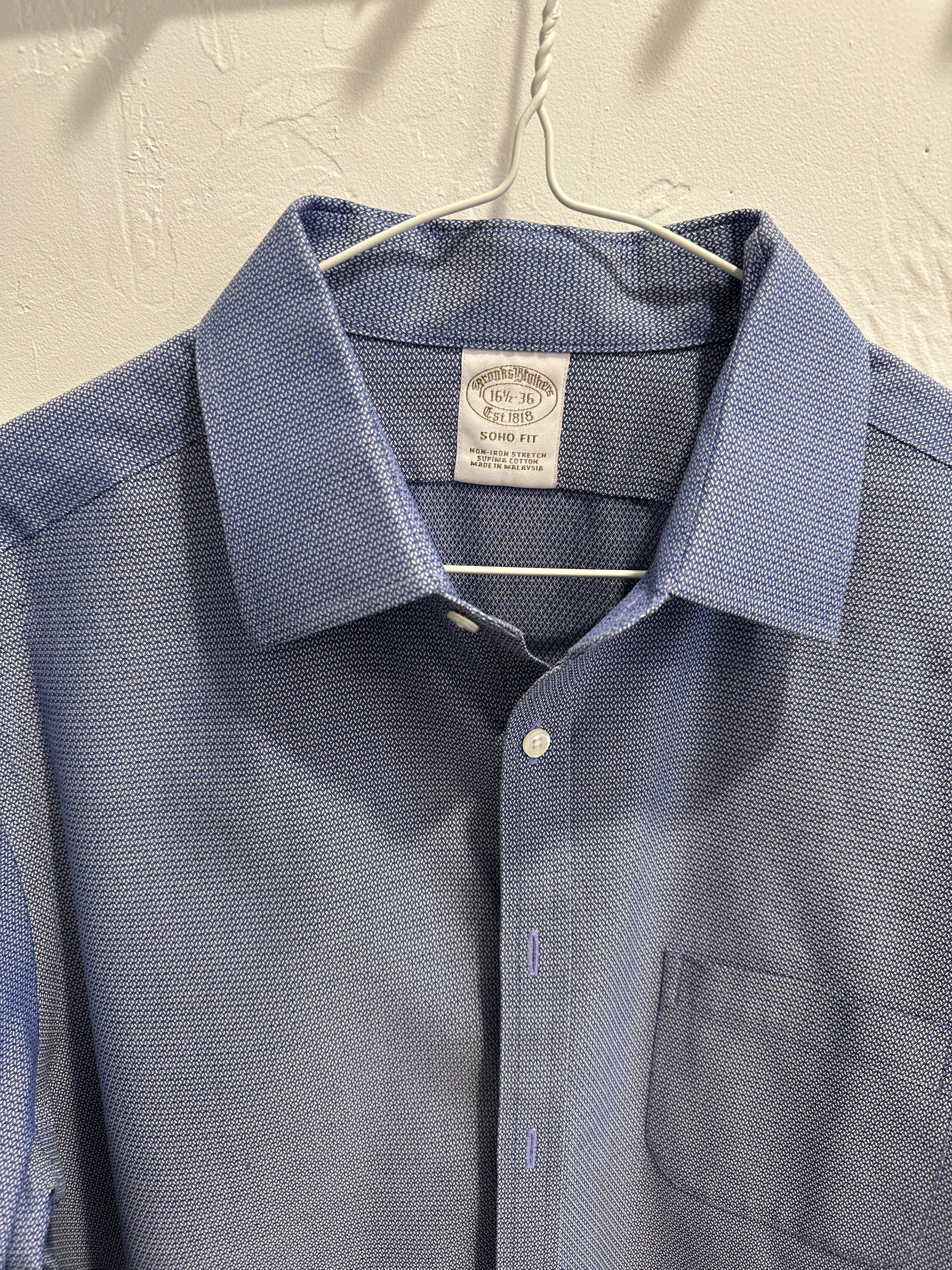 Brooks Brothers Supima Cotton Soho Fit Dress Shirt Size US L / EU 52-54 / 3 - 2 Thumbnail