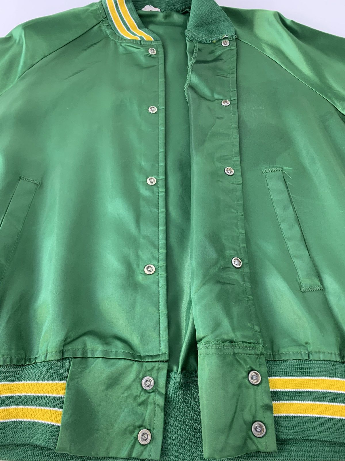 Other 90s Green Satin Bomber Varsity Jacket Made In Usa Plain Size US M / EU 48-50 / 2 - 4 Thumbnail