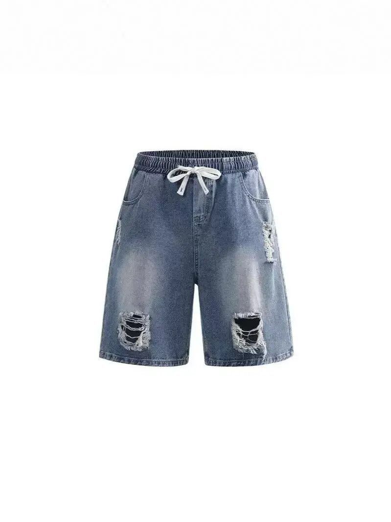 Japanese Brand Loose straight leg ripped denim shorts Size US 32 / EU 48 - 4 Thumbnail