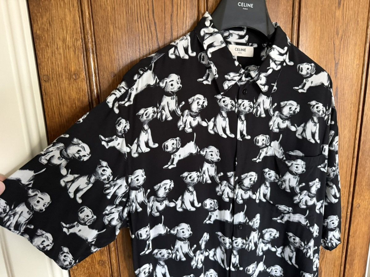 Celine SS22 Celine black white puppy Hawaiian shirt Hedi Slimane Size US S / EU 44-46 / 1 - 10 Thumbnail