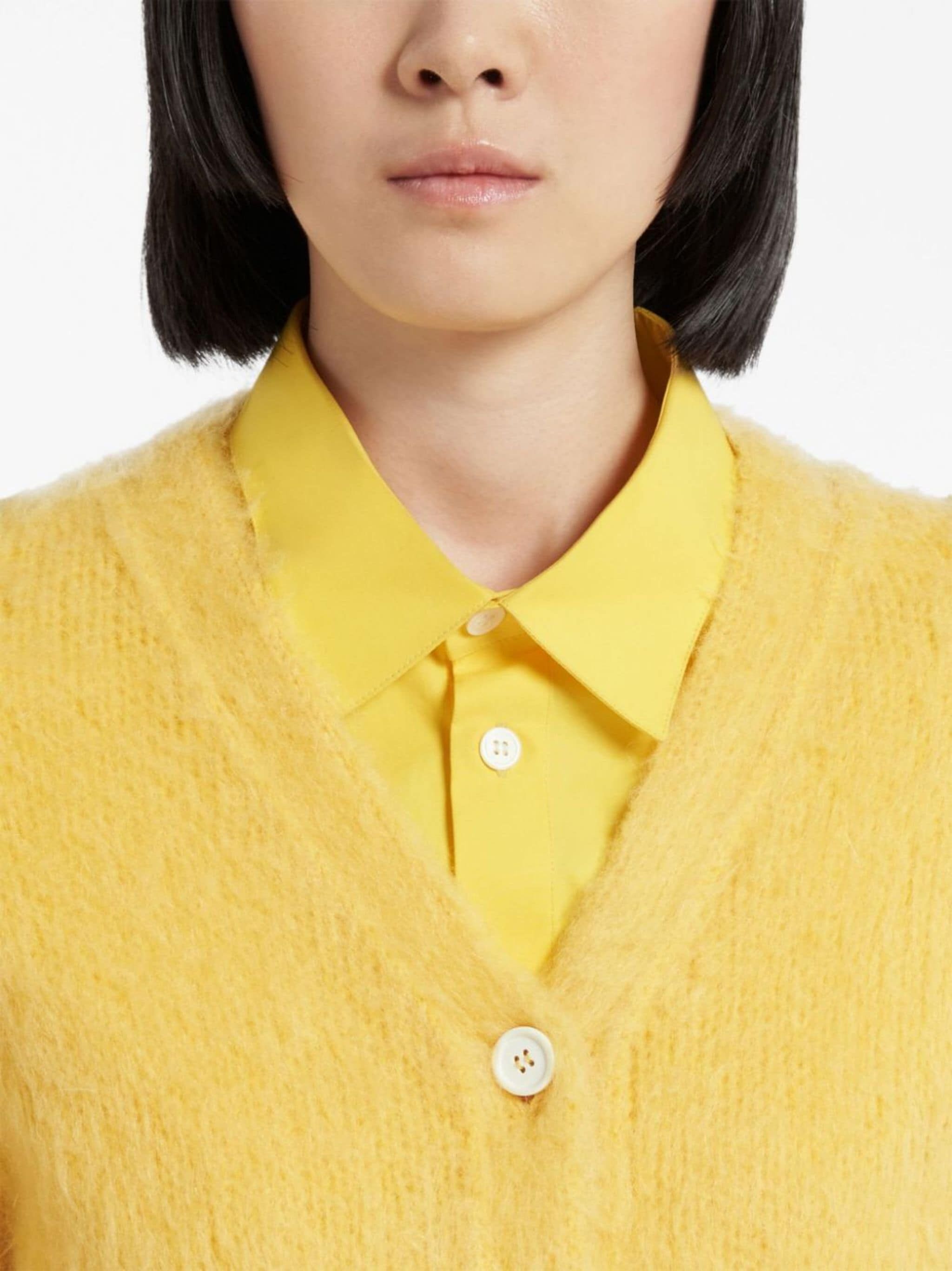 Marni o1w1db10824 Mohair Blend Cardigan in Yellow Size M / US 6-8 / IT 42-44 - 4 Thumbnail