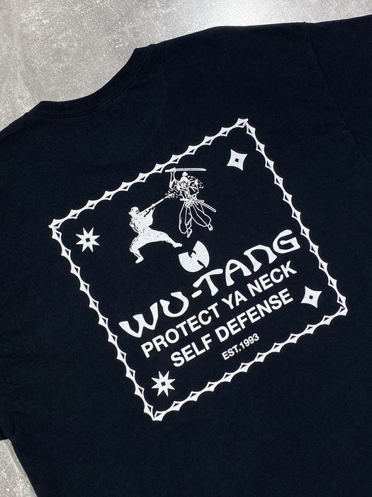 T-shirt Vintage Wu Tang Clan 1992 - Protect Ya Neck - Manches Longues - Taille L - Bleu