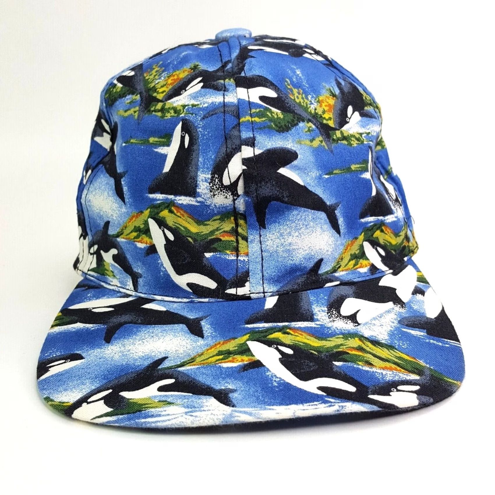 Vintage VINTAGE Infinity Chic Orca Killer Whale USA Made Snapback Hat Baseball Cap Animals Ocean Beach Adjustable Navy Blue Mens Snapback Hat Size ONE SIZE - 2 Thumbnail