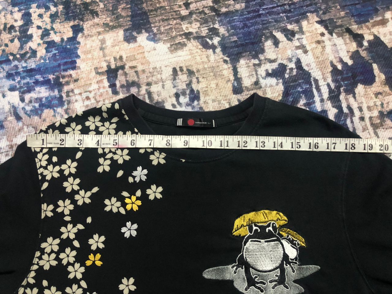 Japanese Brand Sanmaruichi Art Print Flowers Embroidery Frog Design Sukajan Size US M / EU 48-50 / 2 - 20 Thumbnail