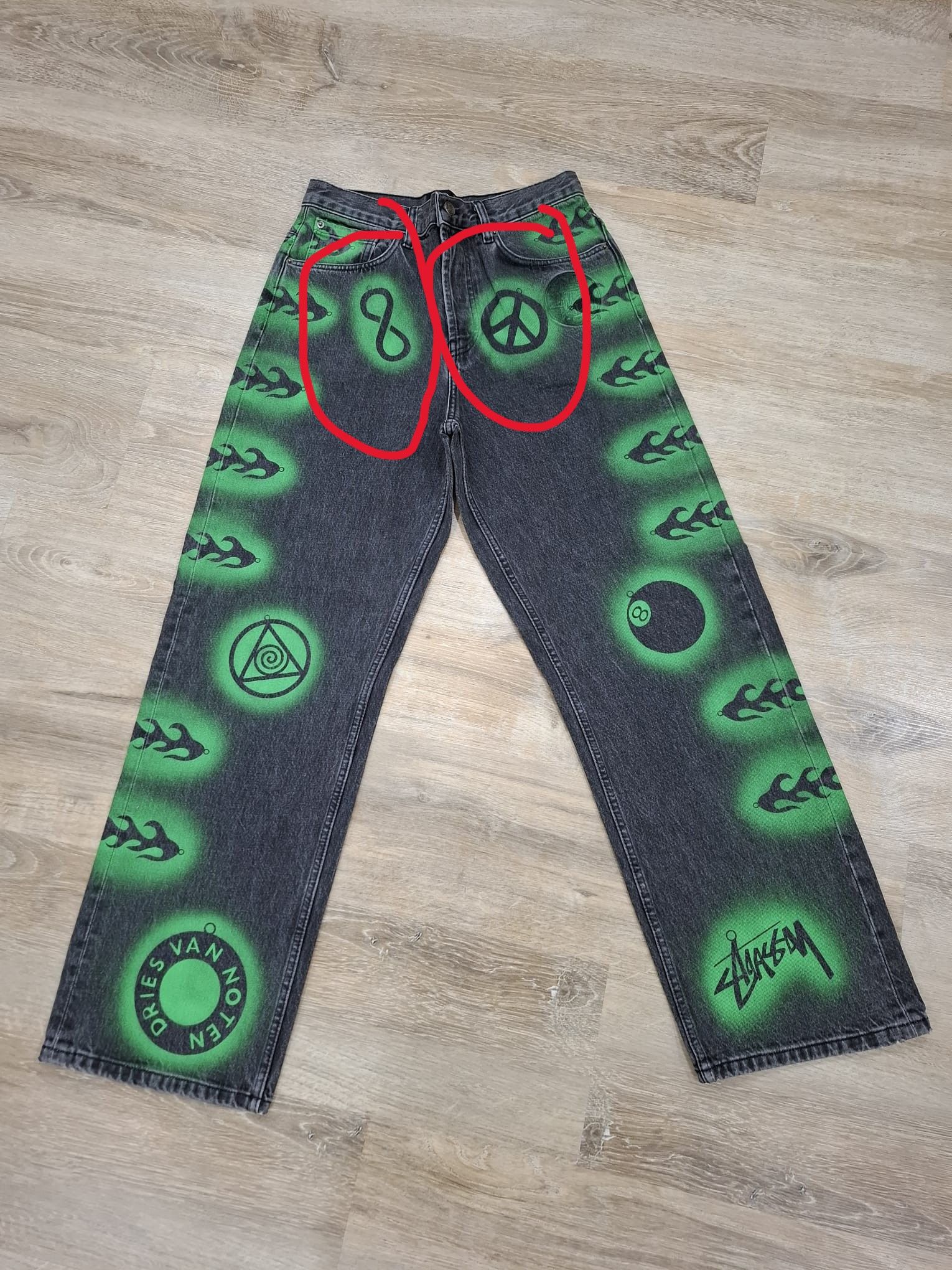 Dries Van Noten × Stussy Hand-Stencilled Denim Jeans Size US 30 / EU 46 - 5 Thumbnail