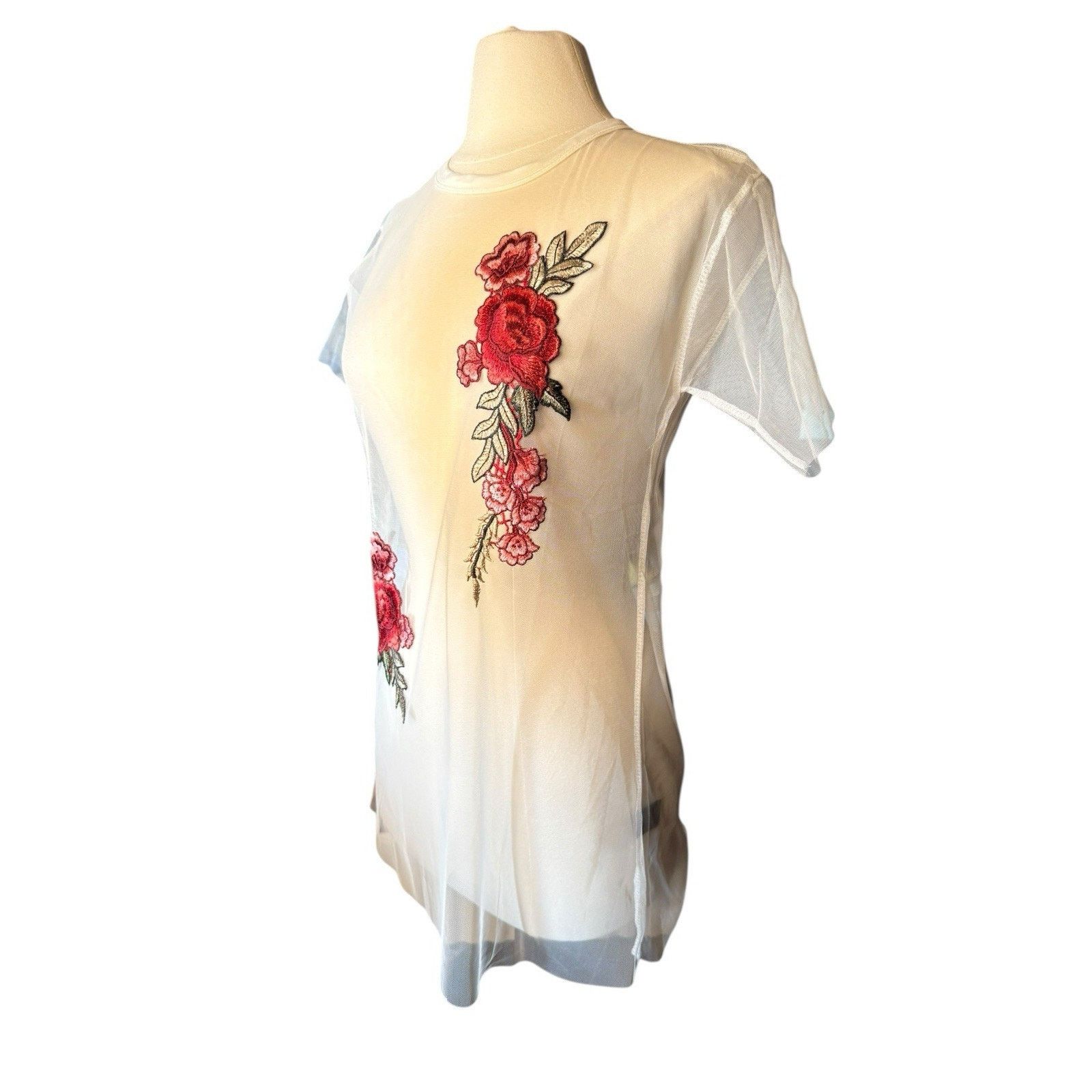 Anthropologie POL NEW Anthropologie Embroidered White Mesh Top Sheer Size S / US 4 / IT 40 - 2 Thumbnail