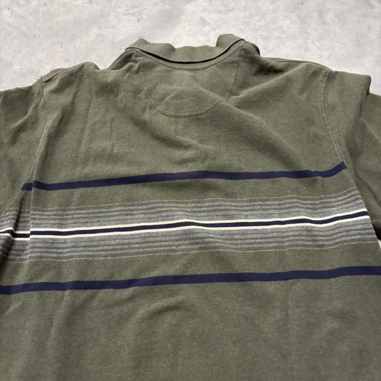 Japanese Brand × Vintage Crazy Vintage Y2K/2000s Grunge Olive Green Earth Tone Striped Essential Polo Shirt! Size US M / EU 48-50 / 2 - 5 Thumbnail