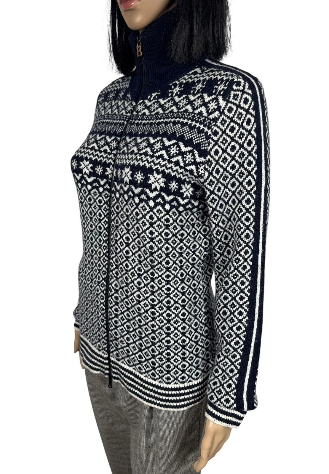 Bogner Bogner Fair Isle Zip Sweater Mock Neck Wool Polyamide size S Size S / US 4 / IT 40 - 5 Thumbnail