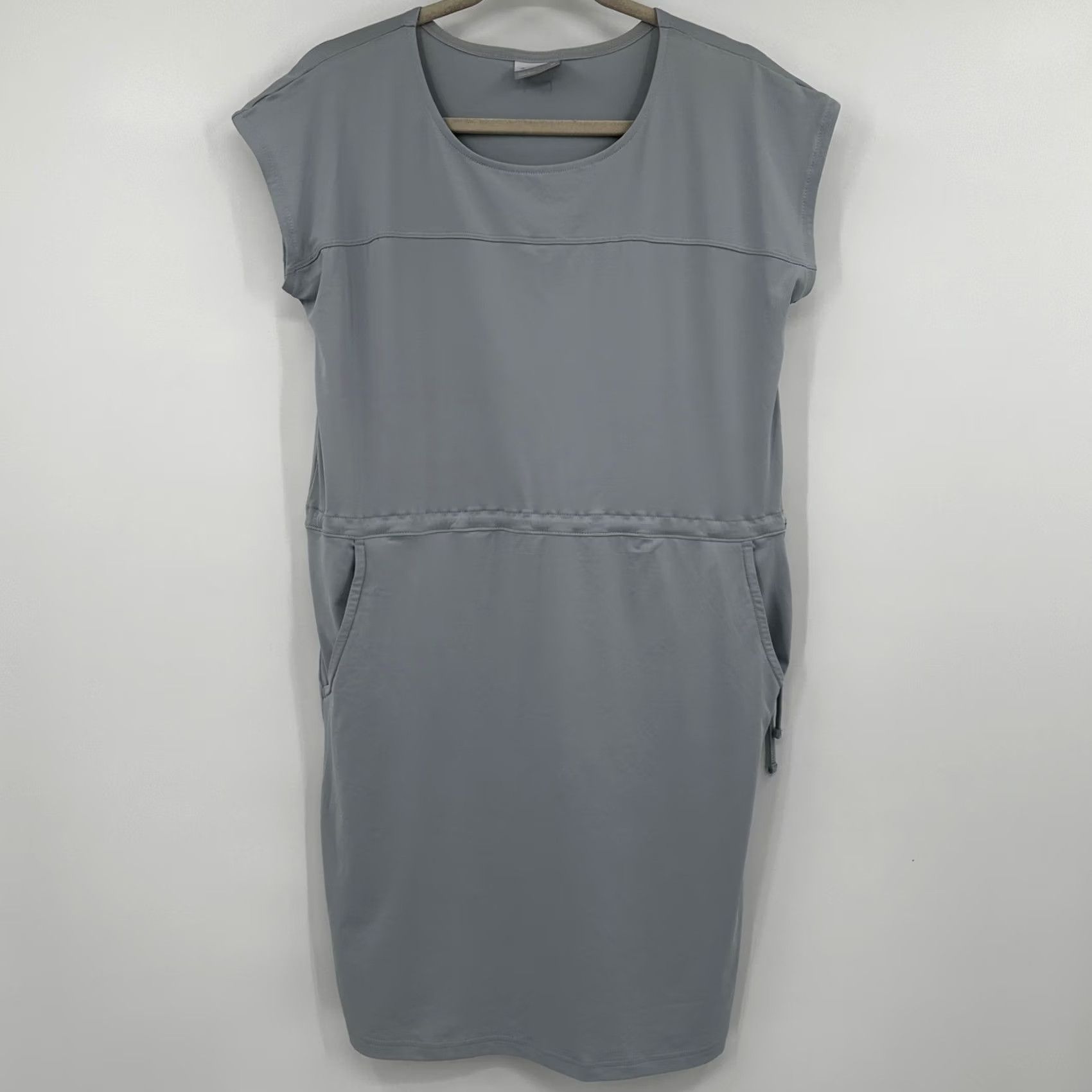 Vintage Columbia Activewear Dress Short Sleeve Pockets Adjustable Waist Medium Gray Women's Dress Casual Travel Size 32" / US 10 / IT 46 - 2 Thumbnail