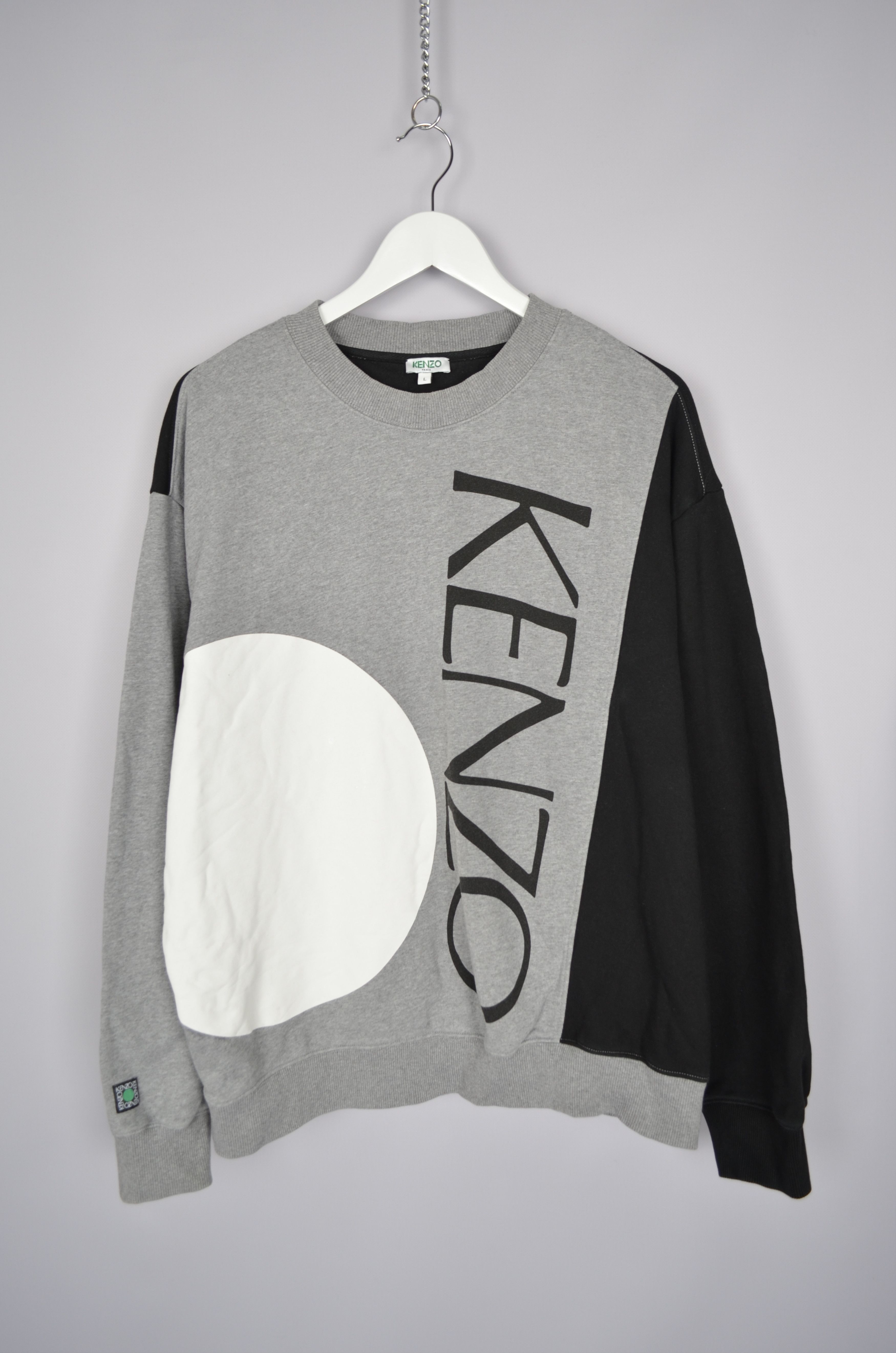 Designer × Kenzo KENZO Color Block Hoodie Dove Grey Logo Sweatshirt Designer Size US L / EU 52-54 / 3 - 2 Thumbnail