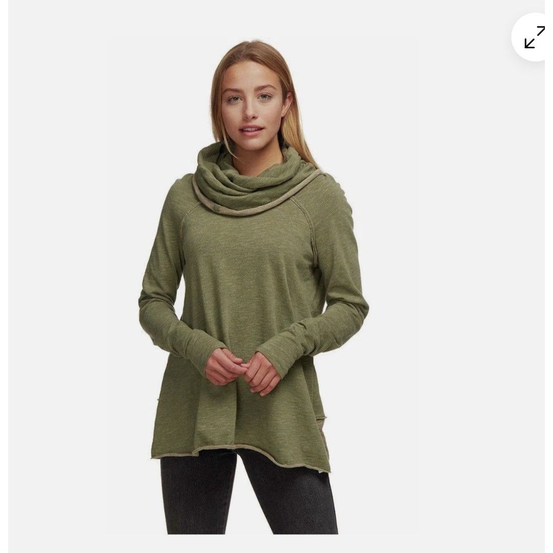 Free People Free People Beach Cocoon Cowl Neck Top - Green - SM Size S / US 4 / IT 40 - 1 Thumbnail