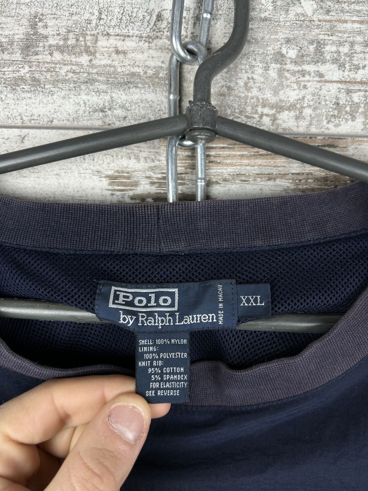 Polo Ralph Lauren Mens Vintage distressed Polo Ralph Lauren nylon sweatshirt Size US XXL / EU 58 / 5 - 12 Thumbnail