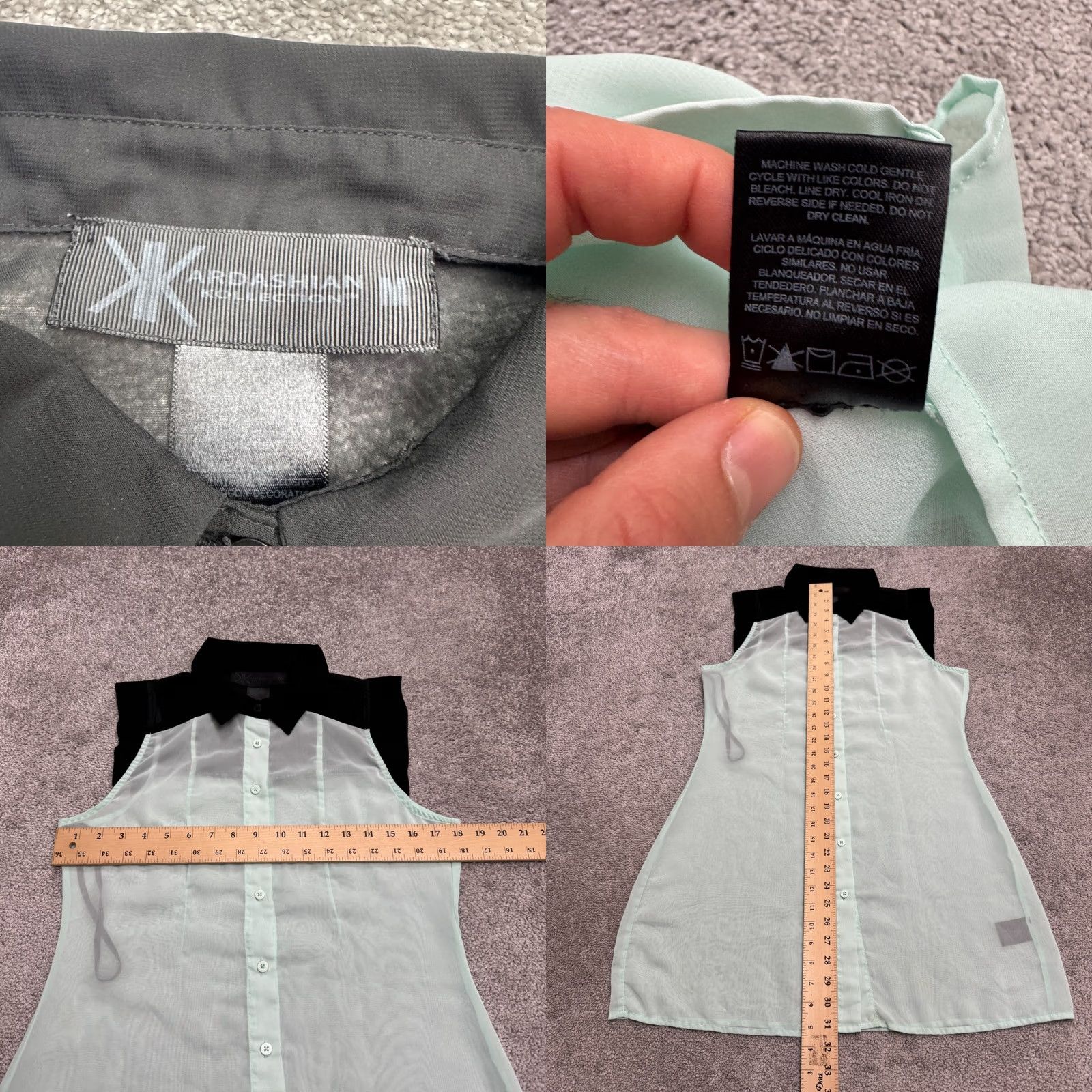 Vintage Kardashian Kollection Shirt Dress Womens Medium Sheer Mint Black Size M / US 6-8 / IT 42-44 - 8 Thumbnail
