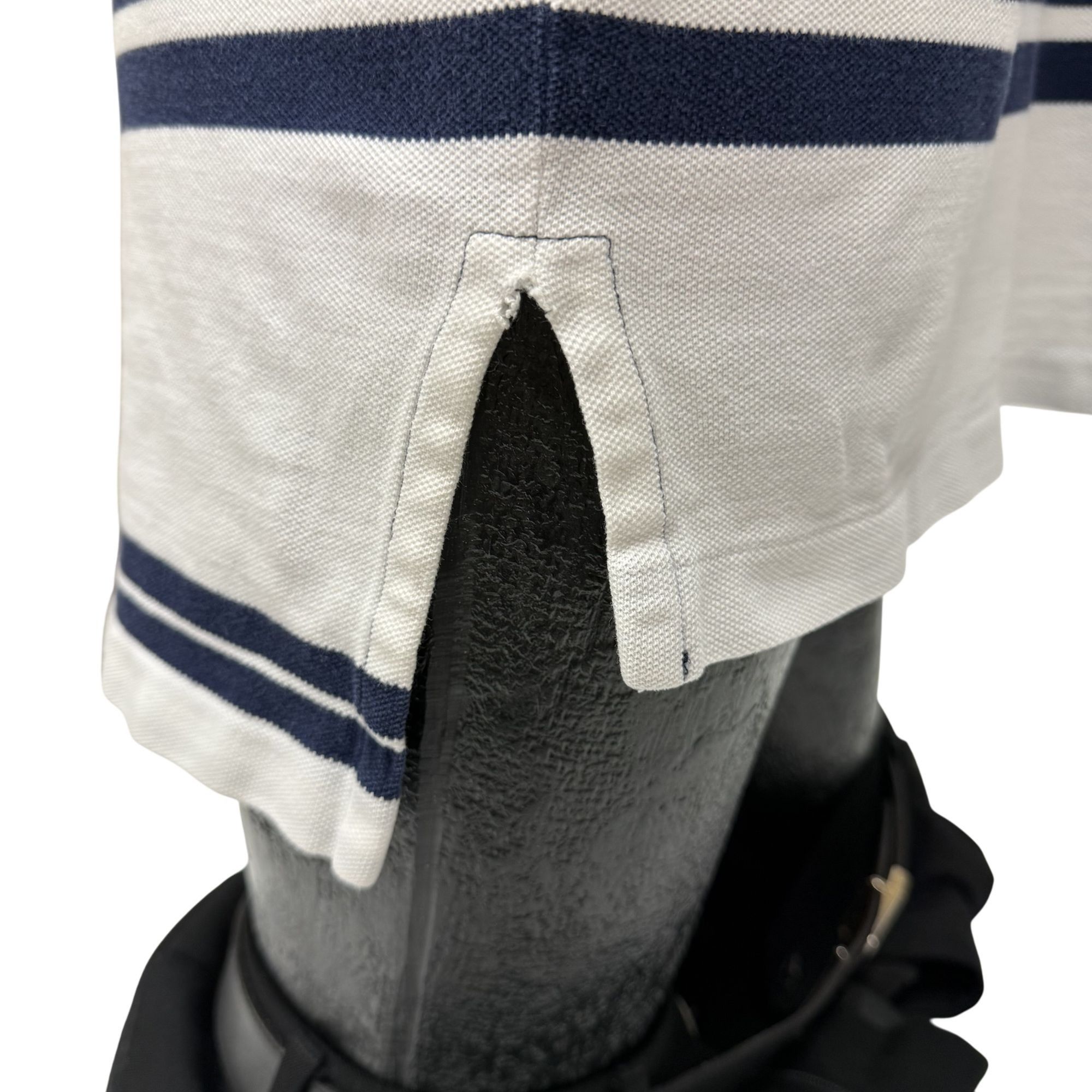 Polo Ralph Lauren Y2K White Blue STRIPE Polo SPELLOUT Pony Logo Golf Shirt M Size US M / EU 48-50 / 2 - 6 Thumbnail