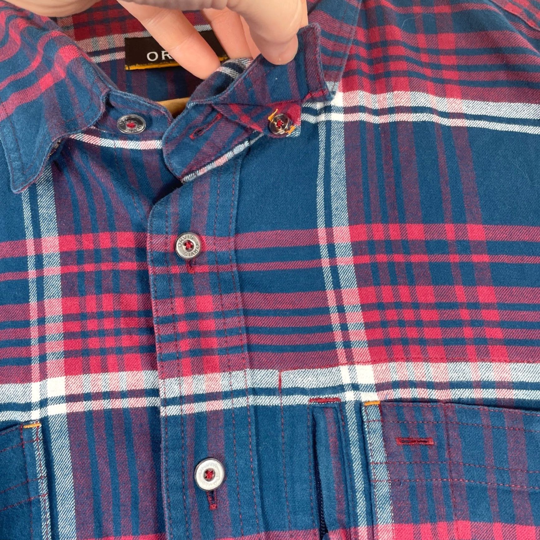 Orvis Orvis Plaid Flannel Shirt Mens XL Blue Red Stretch Button Down Outdoor Workwear Size US XL / EU 56 / 4 - 3 Thumbnail