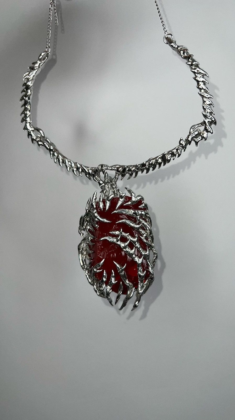 Other sterling silver* pendant necklace with red crystal gem Size ONE SIZE - 3 Thumbnail