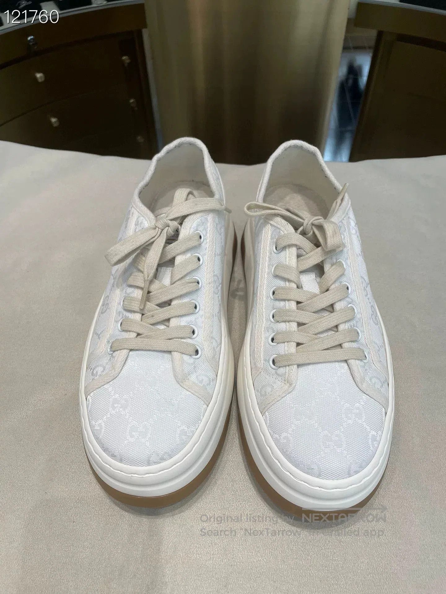 Gucci Gucci White Canvas Double G Thick Sole Shoes. Size US 8 / EU 41 - 1 Thumbnail