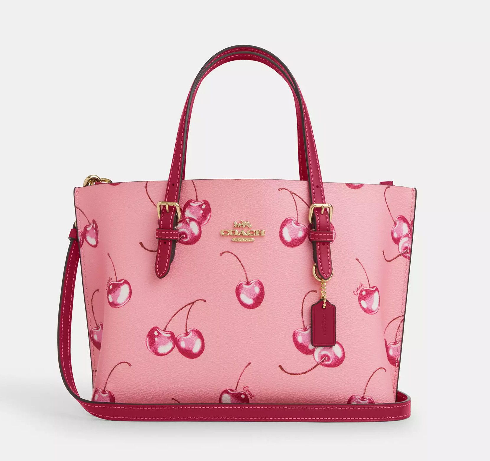 Coach 🍒 Mollie Tote Bag 25 With Cherry Print CR293 Size ONE SIZE - 8 Thumbnail