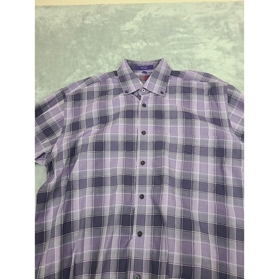 Alan Flusser Alan Flusser Mens Medium Purple Plaid Long Sleeve Button Up Size US M / EU 48-50 / 2 - 7 Thumbnail