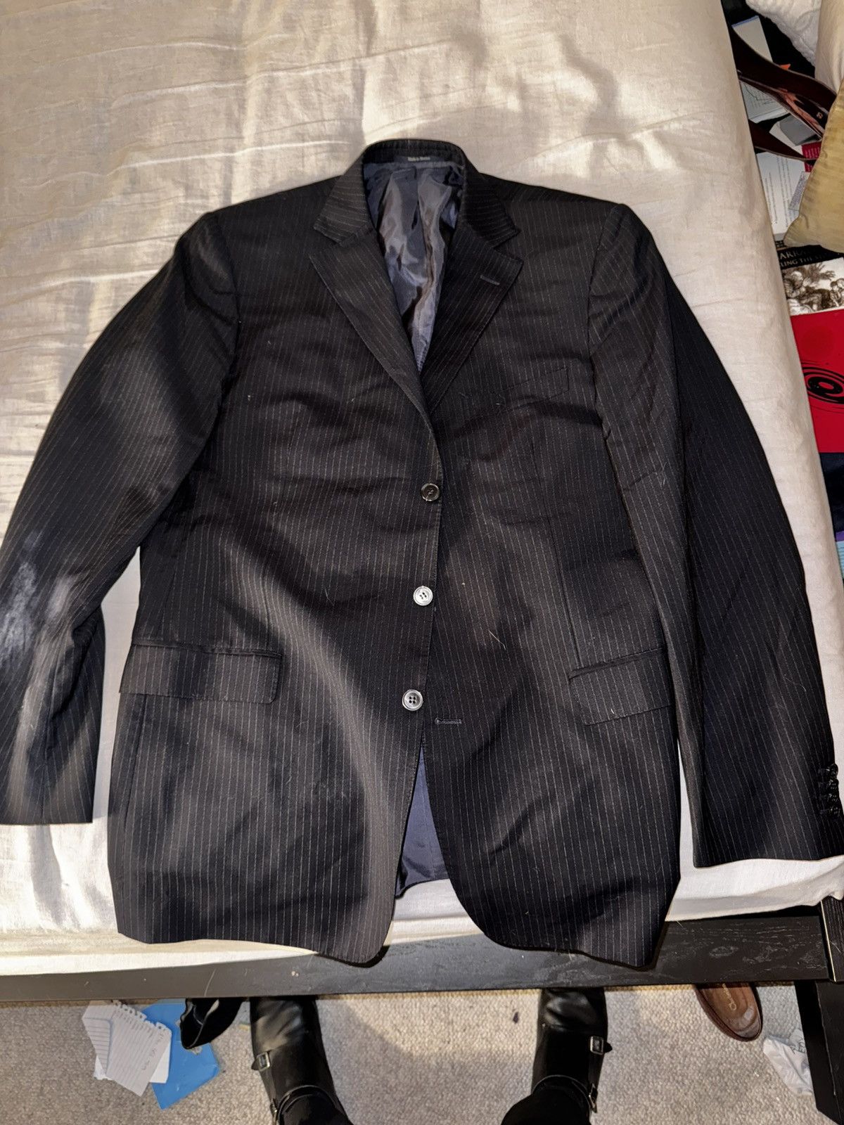 Z Zegna Z Zegna Pinstripe Wool & Silk Suit Jacket - 46L (56L EU) Size 46R - 1 Thumbnail