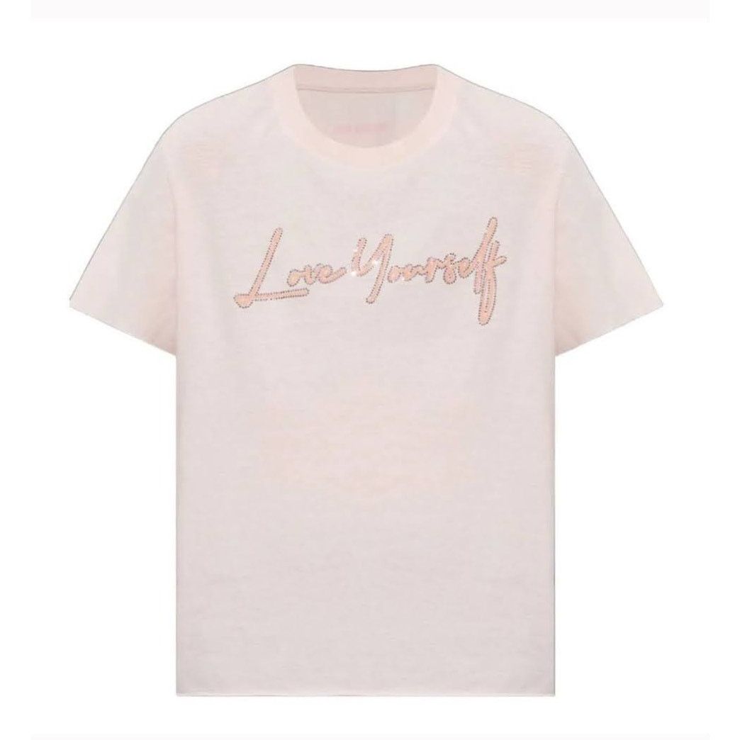 Zadig & Voltaire Zadig & Voltaire Pink Love Yourself Diamanté T-Shirt - Sz XS Size XS / US 0-2 / IT 36-38 - 1 Thumbnail