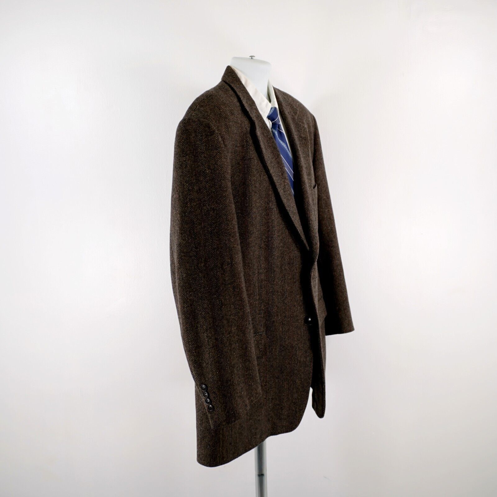 Vintage Cricketeer Lambswool Blend Tweed Brown Herringbone 2 Button Size 46L - 8 Thumbnail