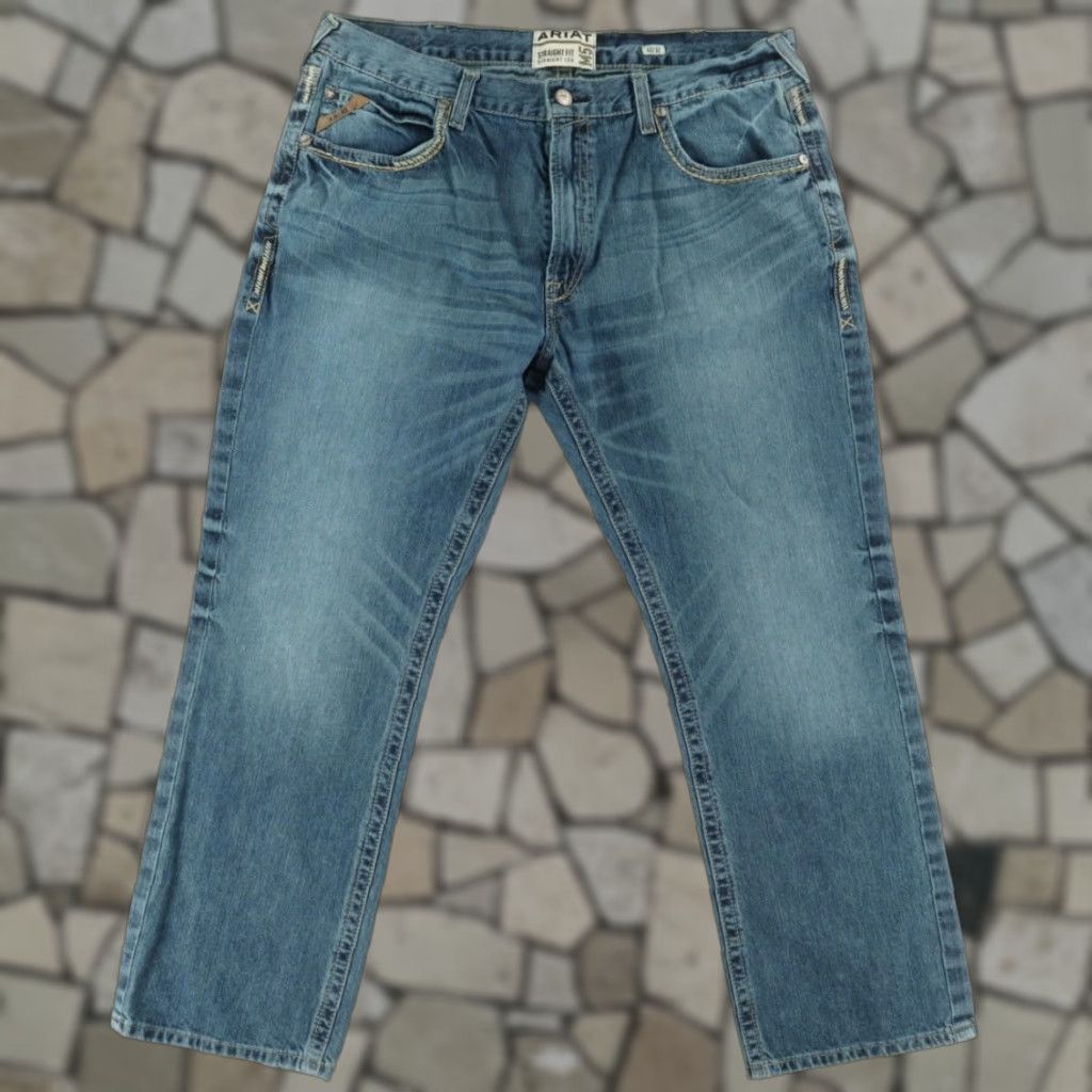 Ariat Ariat M5 Straight Fit Cotton Denim Jeans Pants Blue Men's 40 Size US 40 / EU 56 - 1 Thumbnail