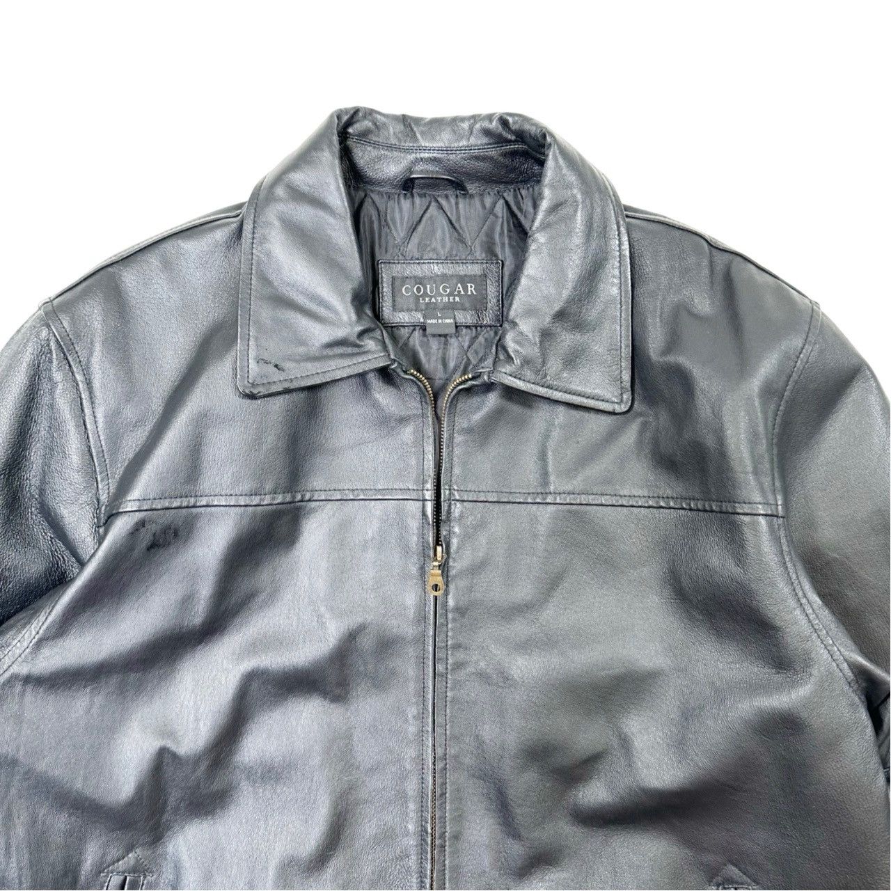 Vintage Vintage 90s Cougar Leather Heavy Leather Zip Up Jacket Size US L / EU 52-54 / 3 - 2 Thumbnail