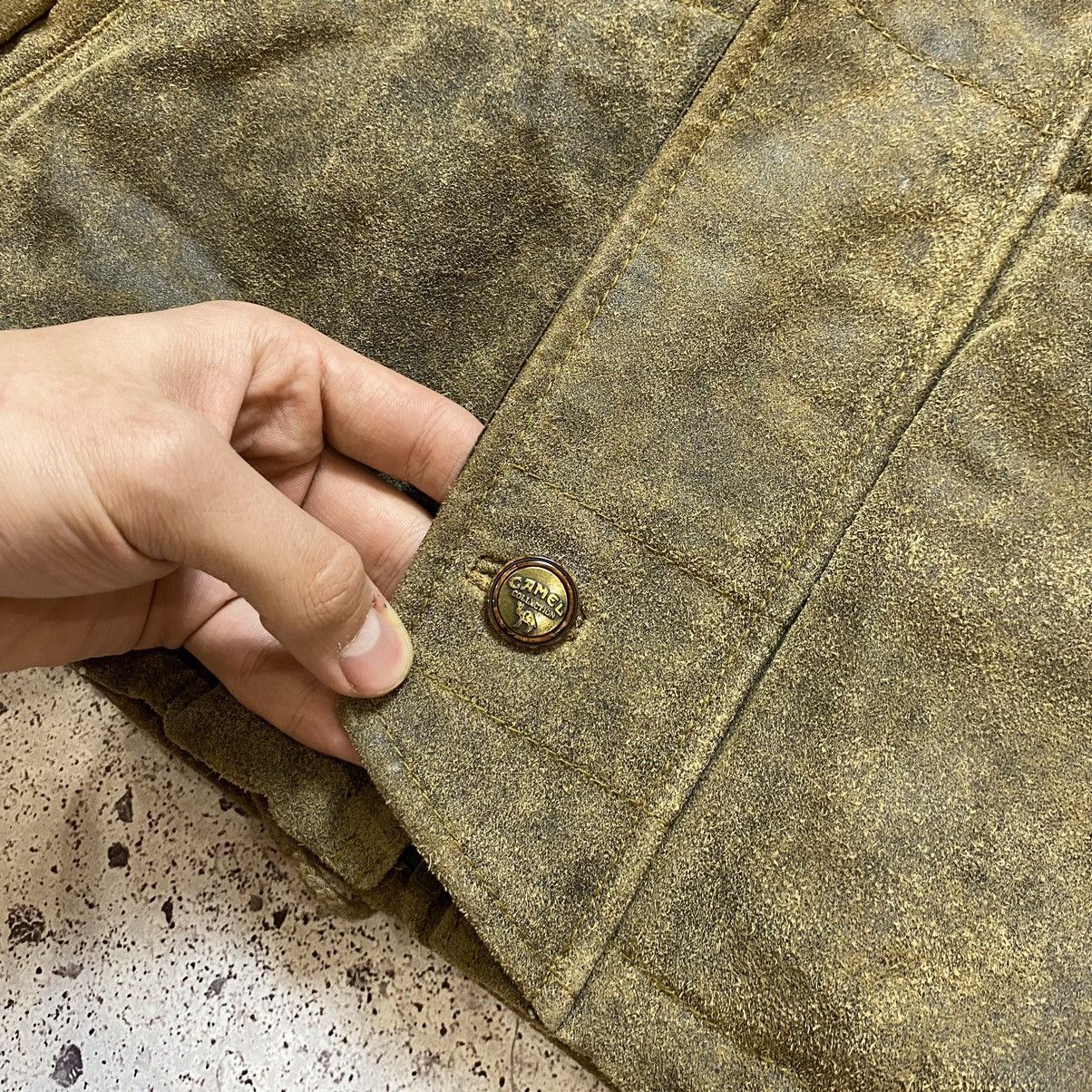 Camel × Japanese Brand × Vintage Vintage 90s Leather Camel Jacket Coat Y2K Avantgarde Retro Size US XL / EU 56 / 4 - 6 Thumbnail