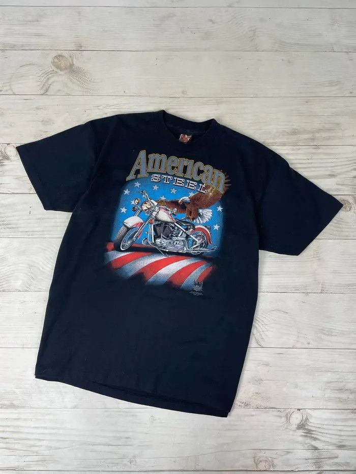 Harley Davidson Vintage Harley Davidson 3D Emblem American Steel 1993 Tee Size US XL / EU 56 / 4 - 1 Thumbnail
