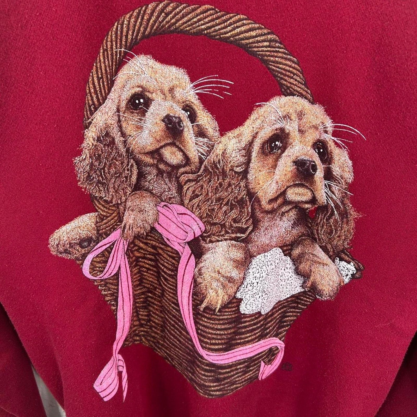 Other Vintage 90’s Red Cotton Grove Puppy Crewneck Size Small Size S / US 4 / IT 40 - 2 Thumbnail
