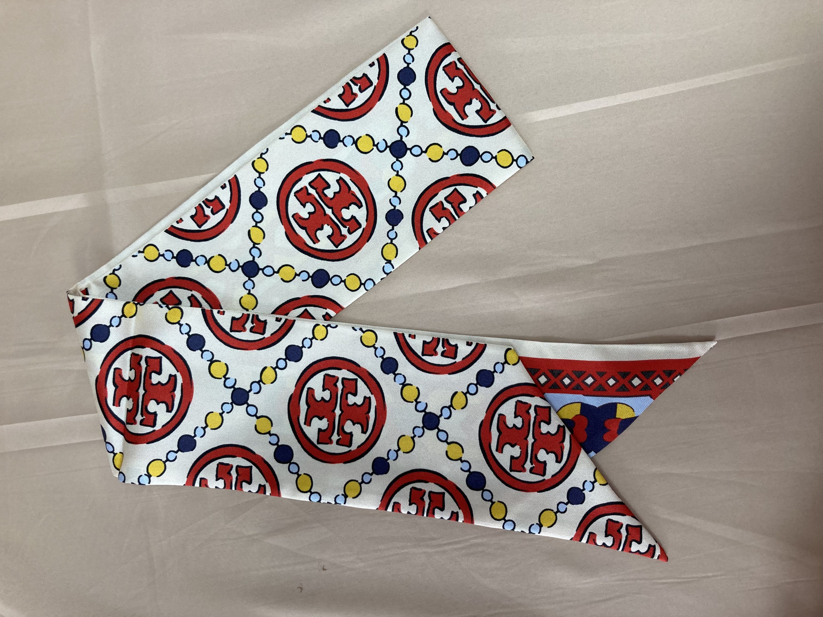 Tory Burch Tory Burch T-Monogram Silk Ribbon Tie Size ONE SIZE - 5 Thumbnail