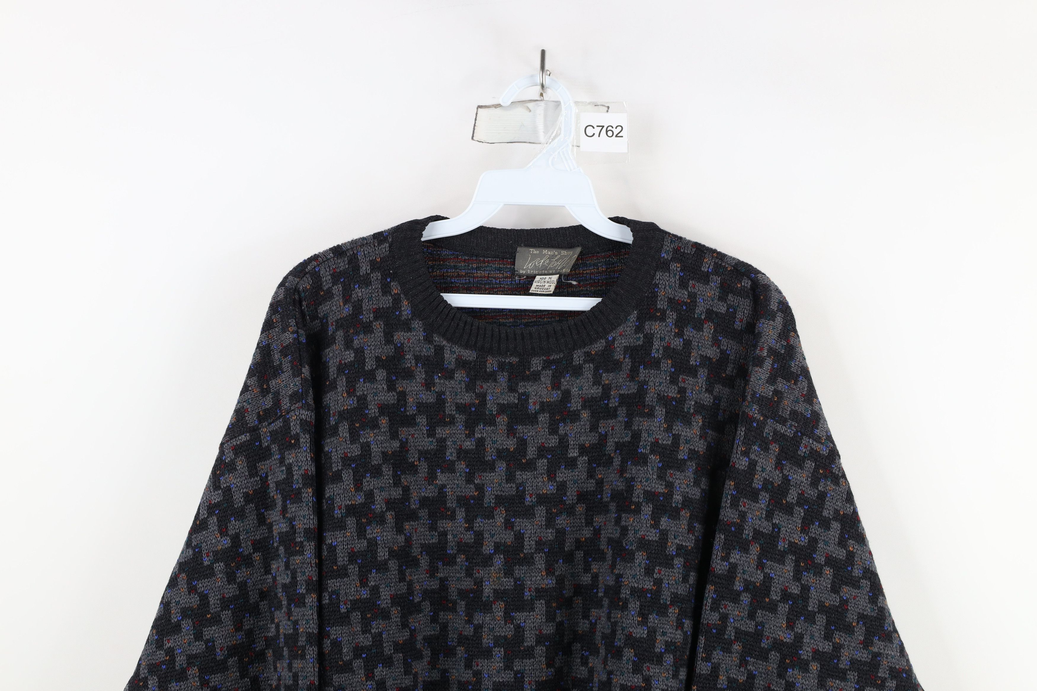 Vintage Vintage 90s Streetwear Fleck Houndstooth Wool Knit Sweater Size US XL / EU 56 / 4 - 2 Thumbnail